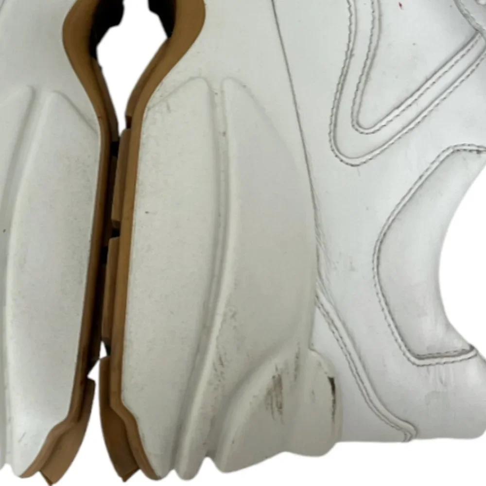 $890 Gucci Worldwide White Leather Rython Platform Sneakers Mens 8 W 9.5/10